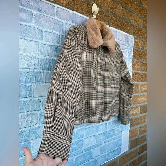 SUNCOO PARIS  CROPPED HOUNDSTOOTH JACKET SMALL - Picture 4 of 14